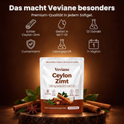 Das macht Veviane besonders: echter Ceylon-Zimt, MCT-Öl, 12:1 Extrakt